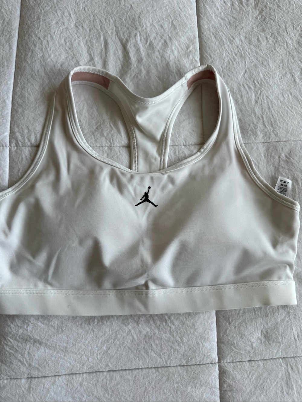 Jordan White Racerback Sports Bra with Black Jumpman